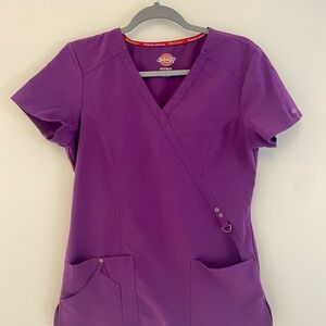 Dickies Women's Wrap-Style Purple Scrub Top